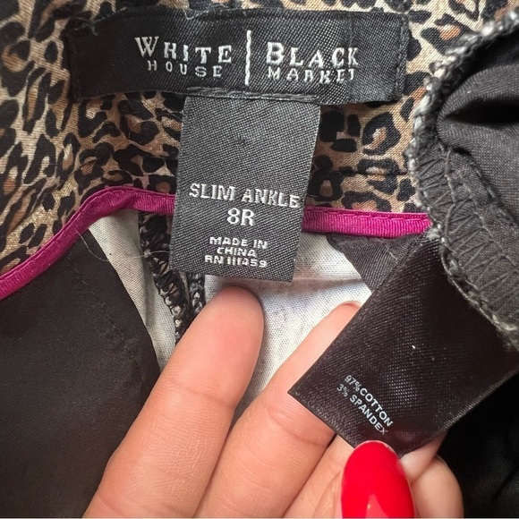 White House Black Market Slim Ankle Leopard Print Pants Animal Print Mobwife - Picture 5 of 8